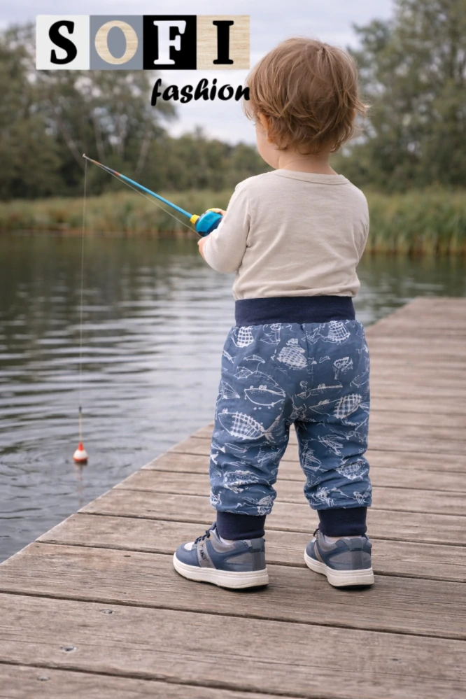 Dětské tepláčky s potiskem rybiček 🐟 | pohodlné bavlněné kalhoty pro děti 👶