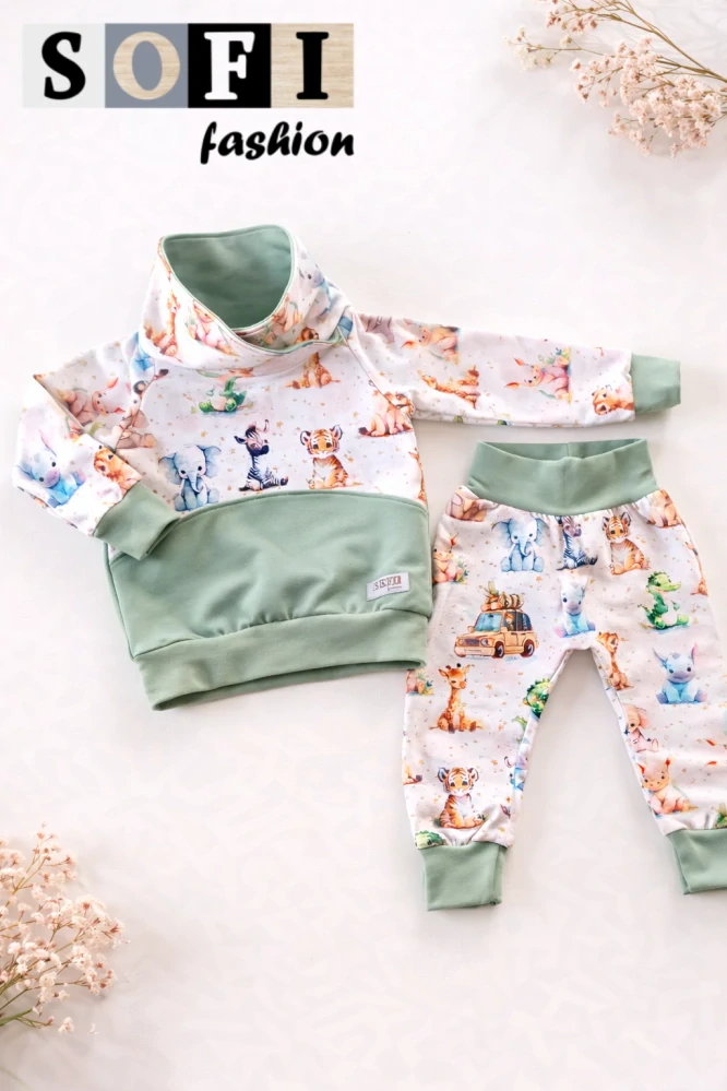 Dětská mikina se zvířátky - jemná zelená 