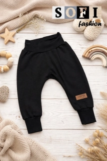 Dětské tepláčky- jednobarevné/ černé s logem 