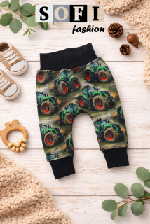 Dětské tepláčky - traktory zelené