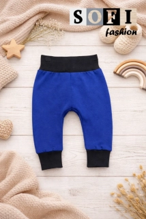 Dětské tepláčky - modré/černý náplet