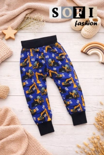 Dětské tepláčky - bagr na modré