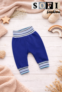 Dětské tepláčky - modré/náplet pruhovaný