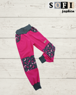 Zimni soft.kalhoty - růžové/berušky na šedé